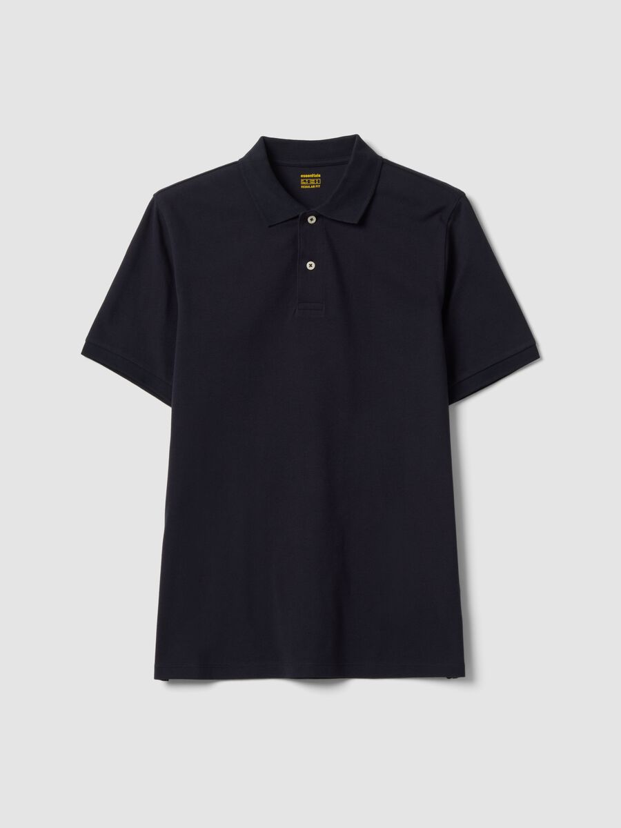 Black pure cotton piqu&eacute; polo shirt with classic collar, regular fit_4