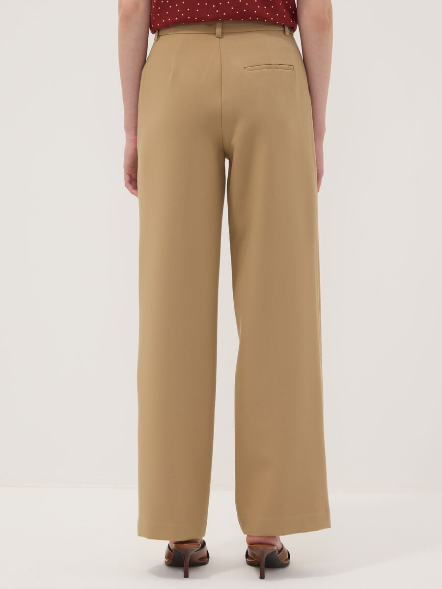 Beige straight-leg stretch viscose trousers_3