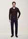 Brown viscose-blend polo with V-neck, regular fit_2