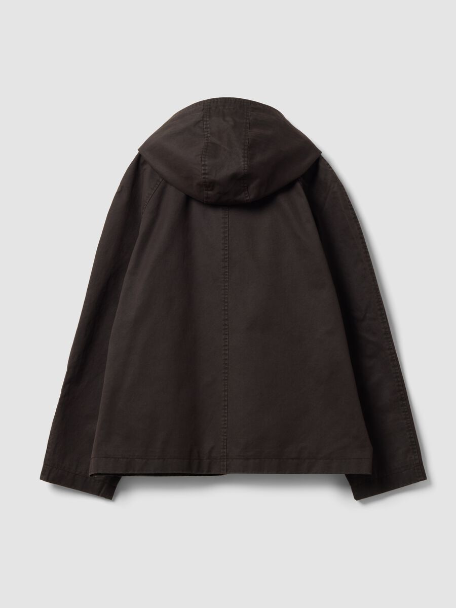 Brown cotton-blend parka with detachable hood_2