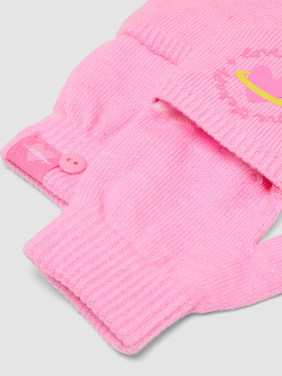 Rosa Handschuhe aus Viskosemix mit umklappbarer Klappe_2