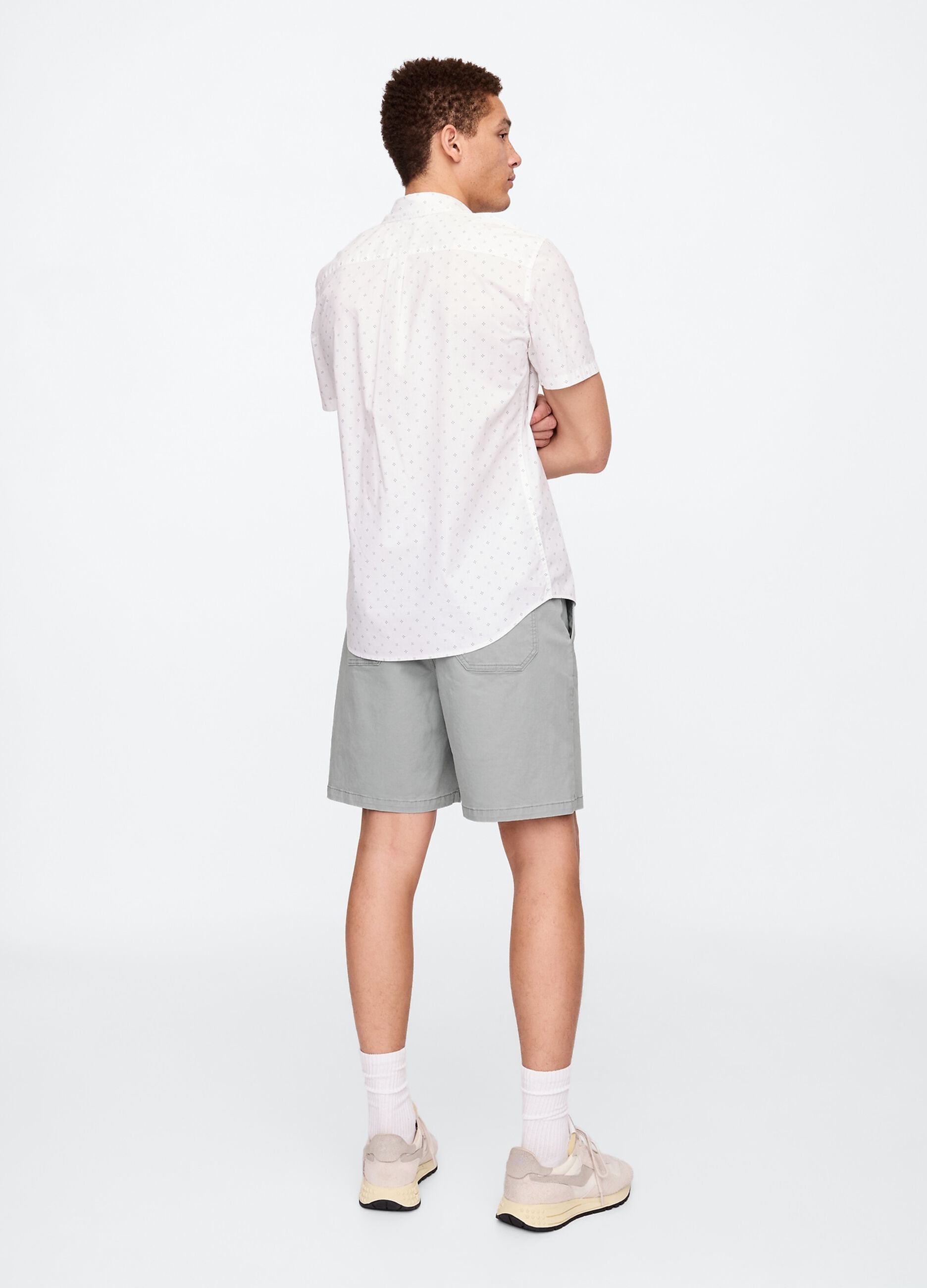 Stretch cotton shorts with drawstring