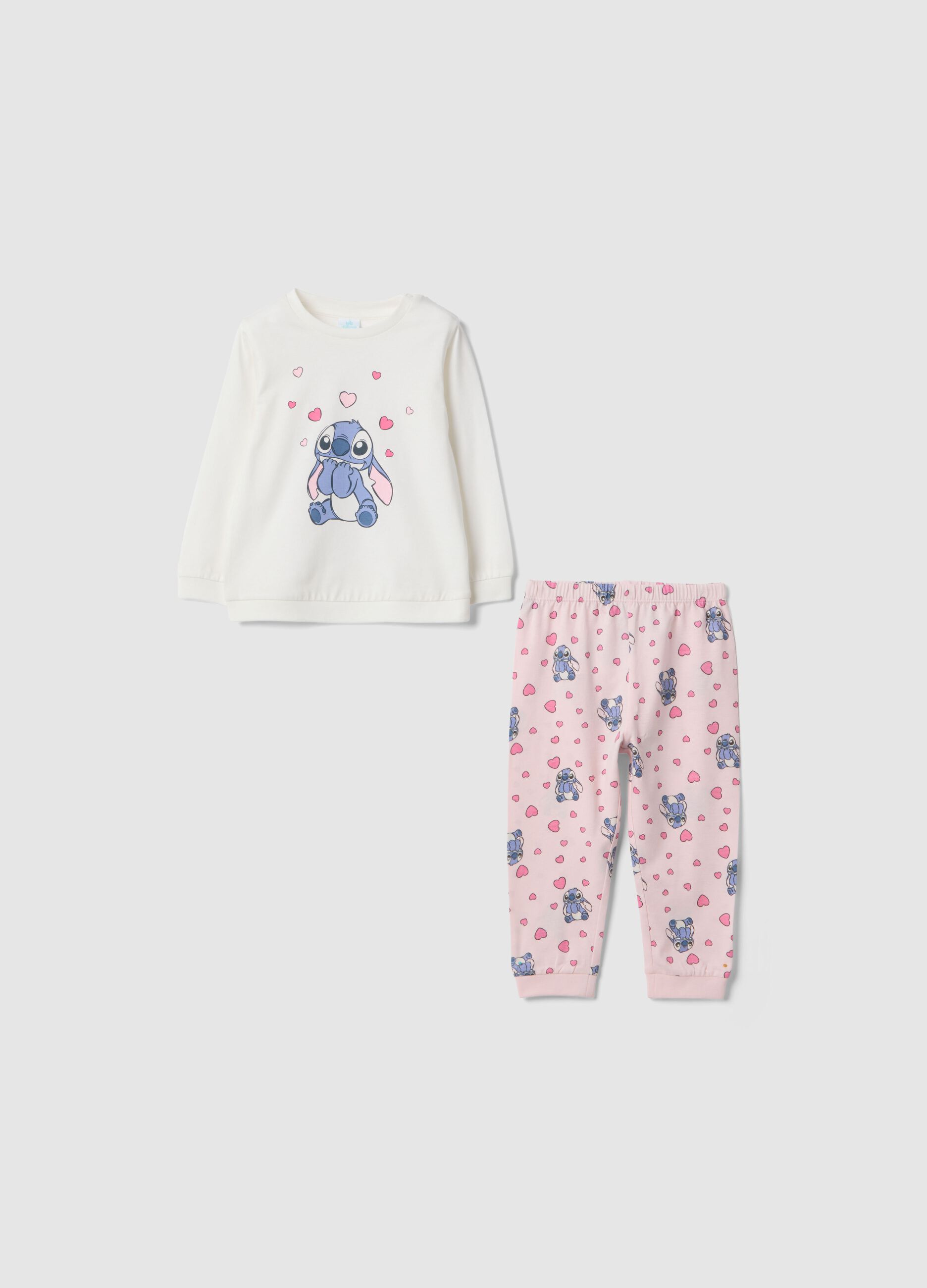 Multicolour pure cotton pyjamas for newborn with Stitch print
