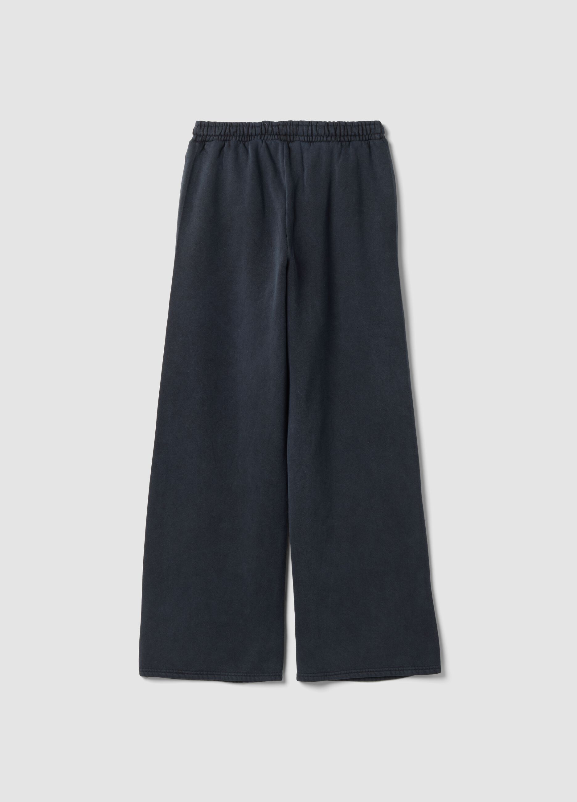 Graue Wide-Leg-Jogger aus Baumwollmix mit Strass