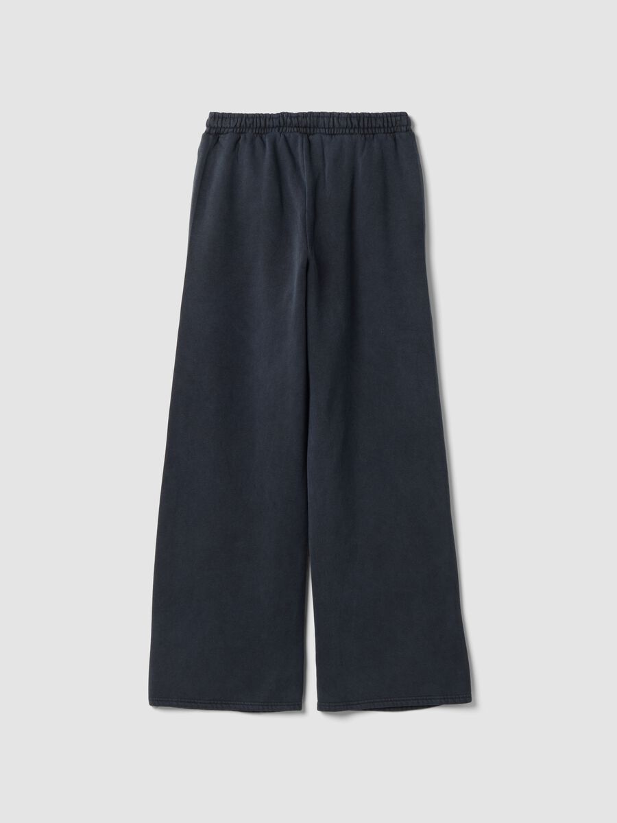 Graue Wide-Leg-Jogger aus Baumwollmix mit Strass_2
