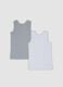 Boys&rsquo; multicolour two-pack organic cotton vests with stripes_1
