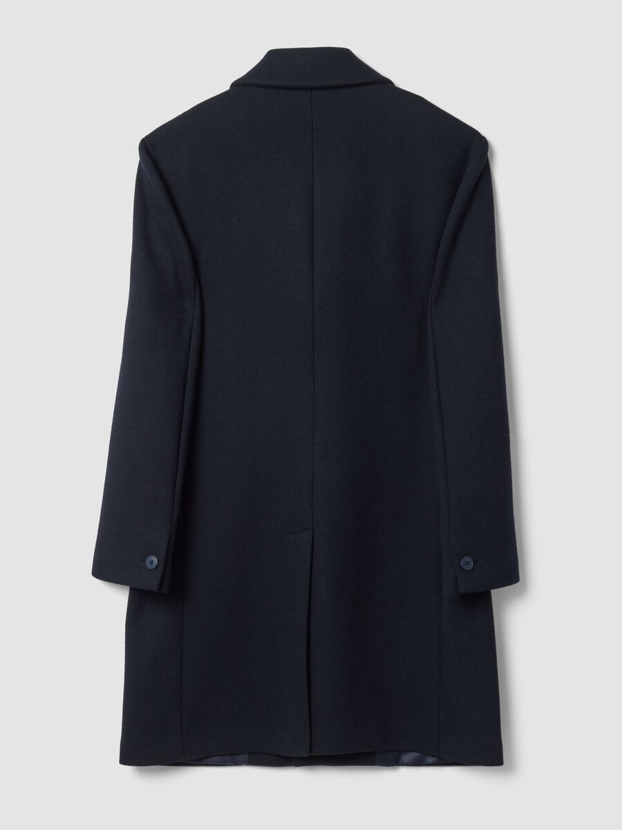 Cappotto blu in misto lana con rever classico regular fit_1