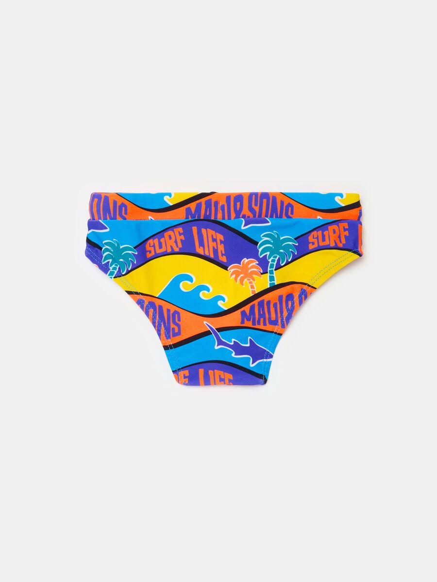 Swim briefs with multicoloured surf print_1