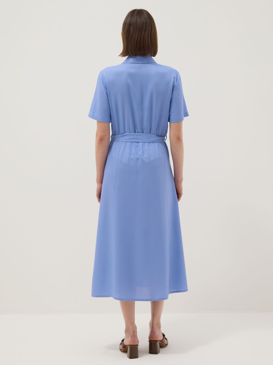 Blue pure viscose dress with regular fit and belt_2