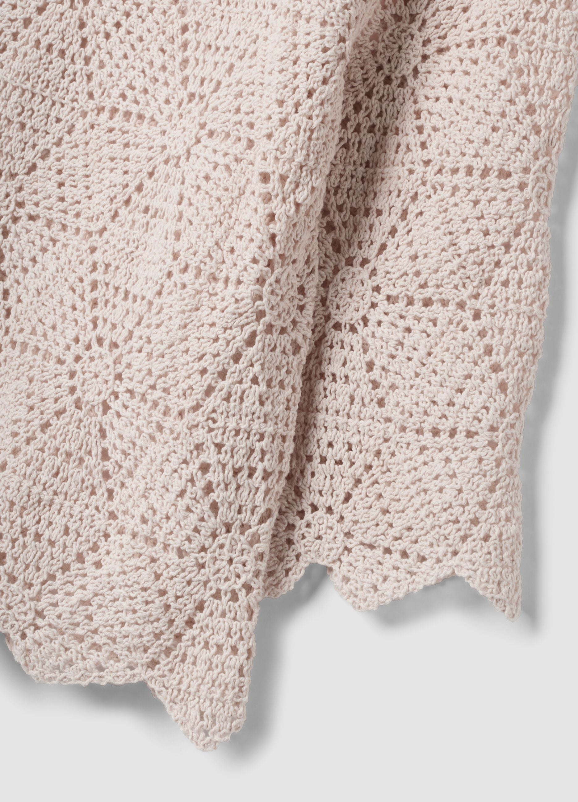 Beige pure cotton crochet T-shirt, regular fit