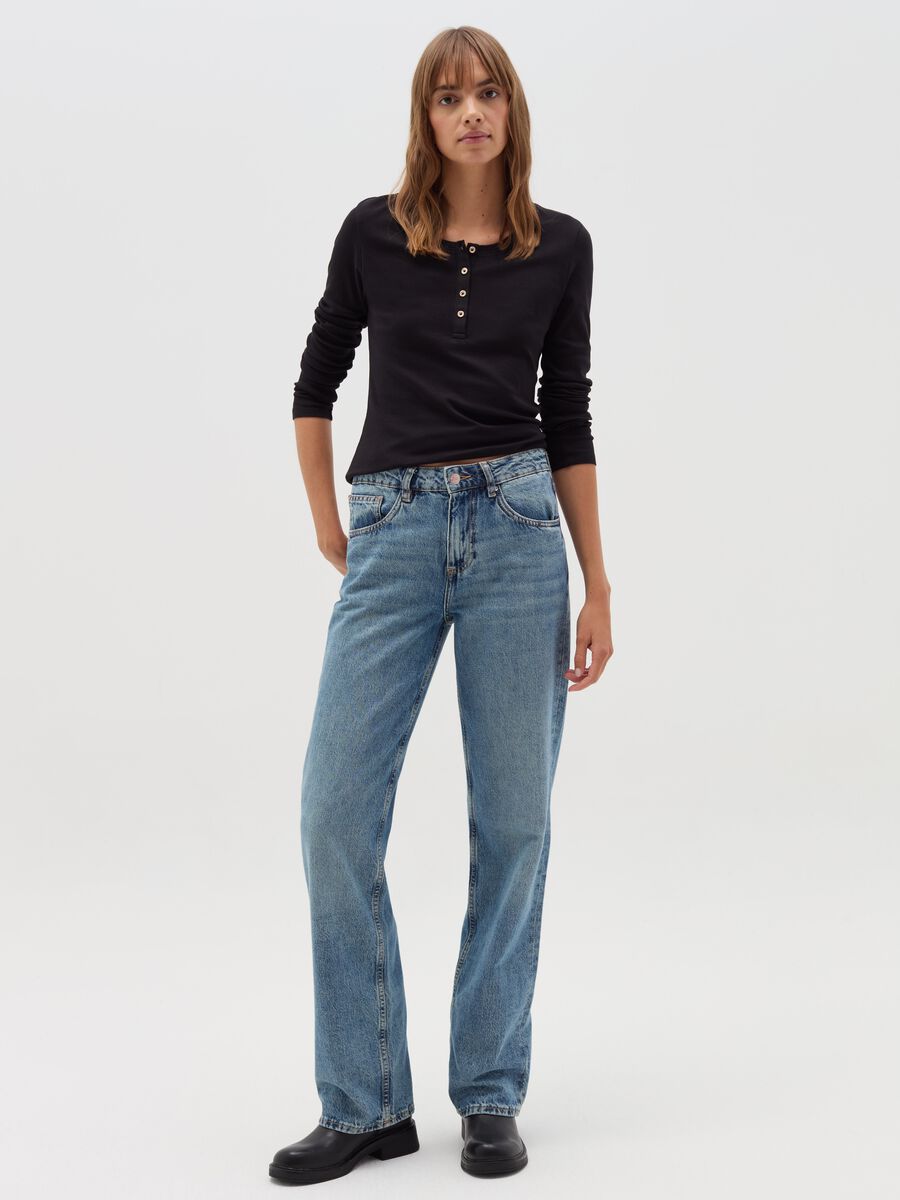 Long-sleeved T-shirt with granddad neckline_1