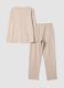 Pigiama beige in misto cotone organico con Collo serafino_2