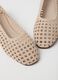 Comfortable beige ballet flats with perforated design_2
