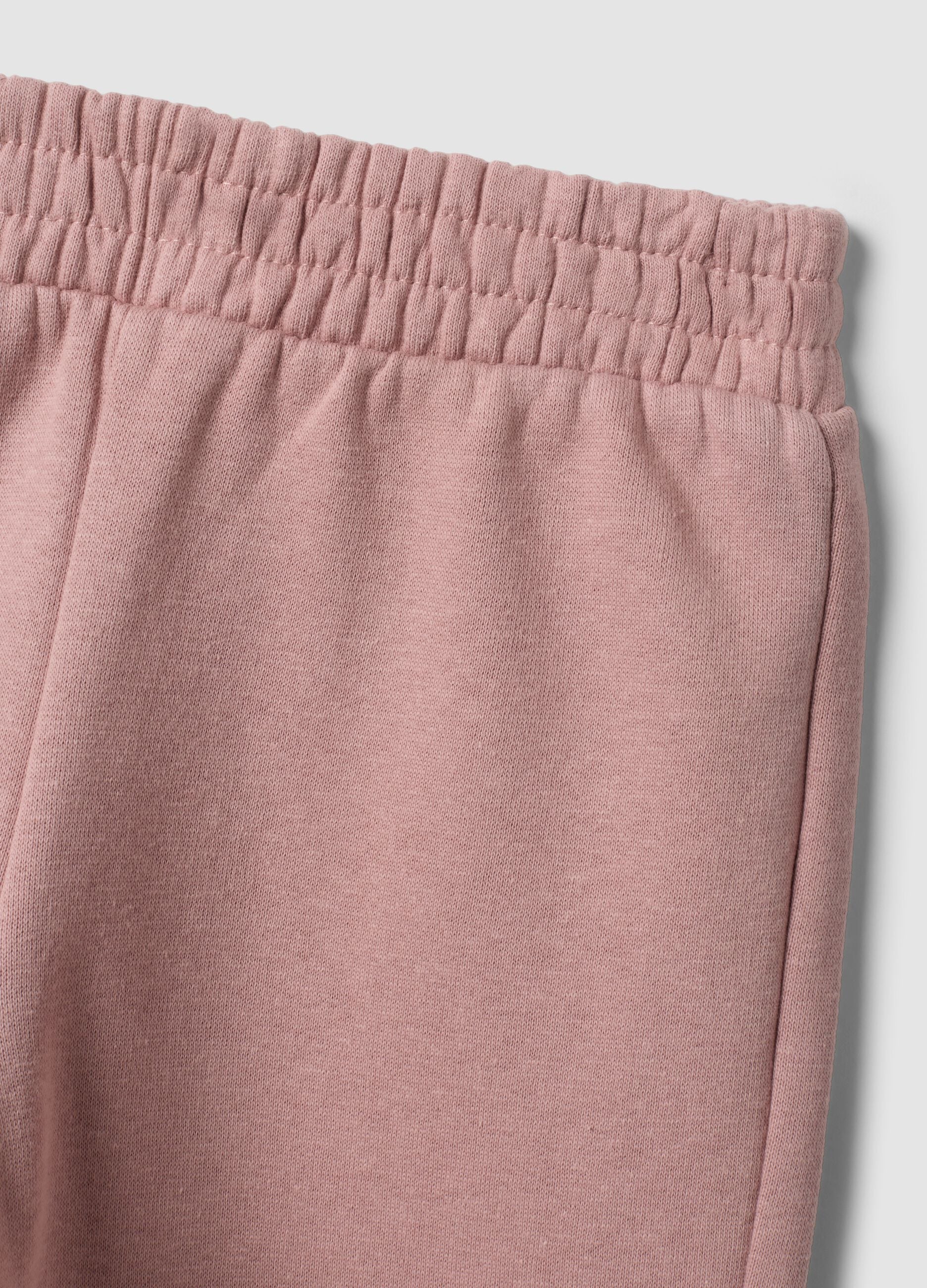 Pink cotton-blend tracksuit with ribbed collar