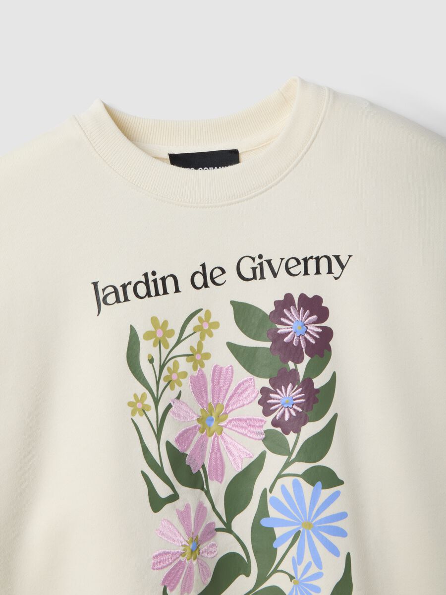 Beige regular fit cotton blend sweatshirt with print_1