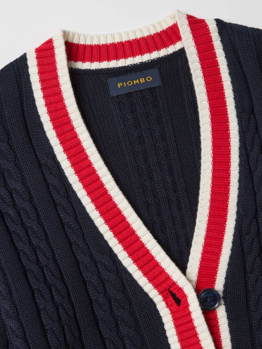 Multicolour pure cotton oversized cardigan with deep V-neck_5