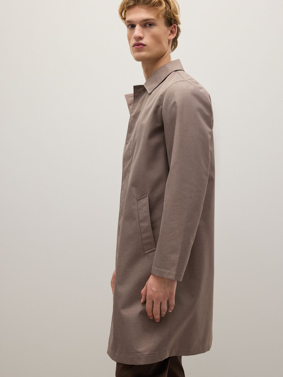 Brown trench coat with side pockets and zip_2