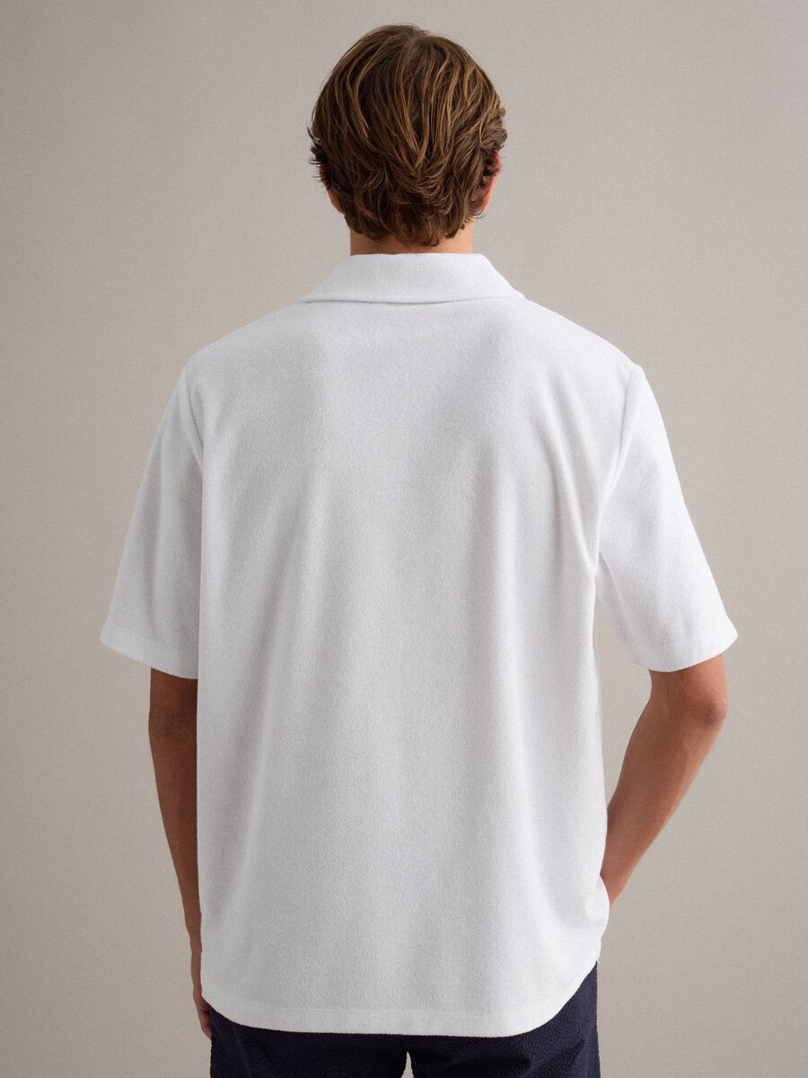 White cotton-blend polo shirt_3