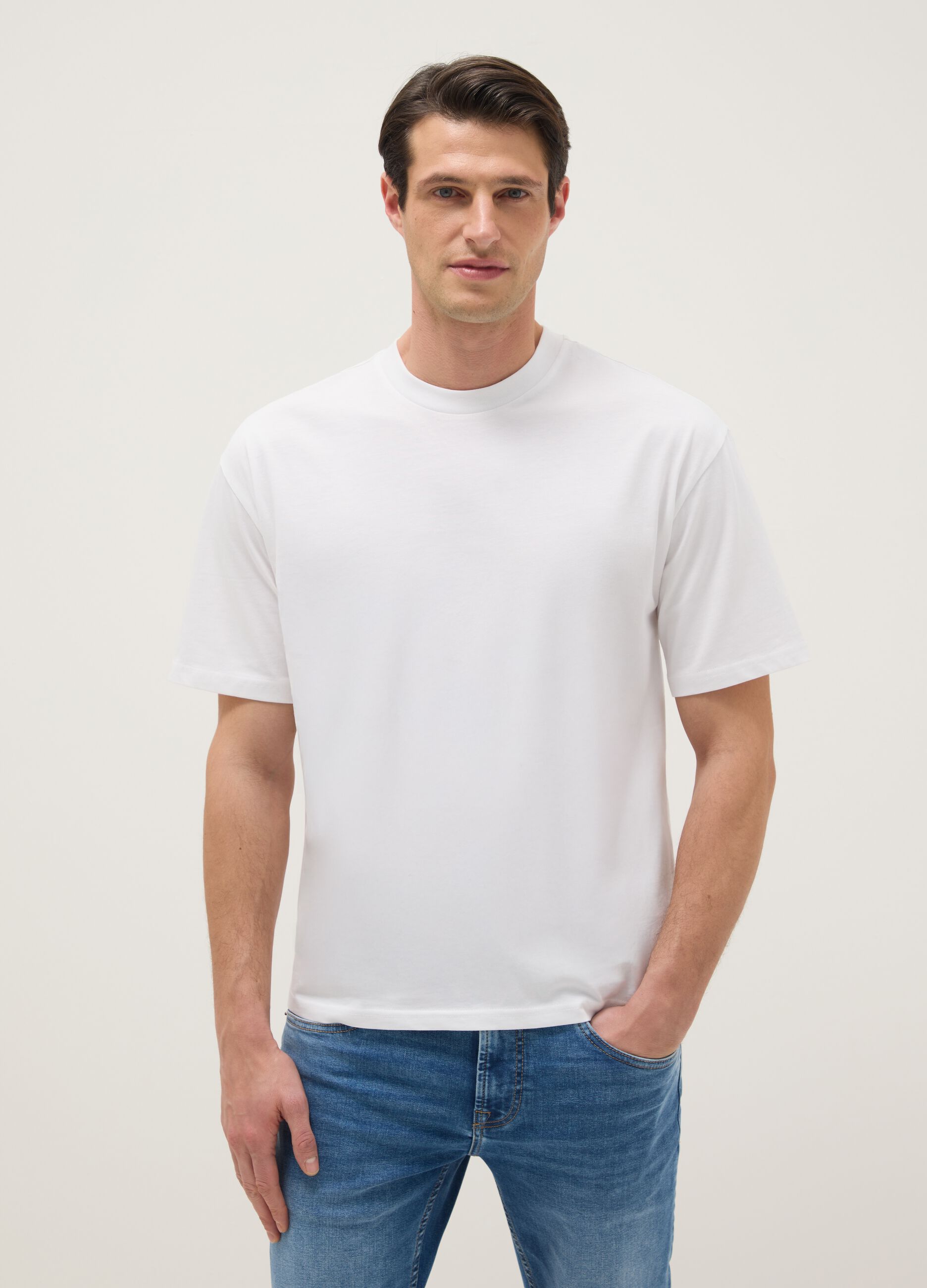 White pure cotton relaxed fit T-shirt
