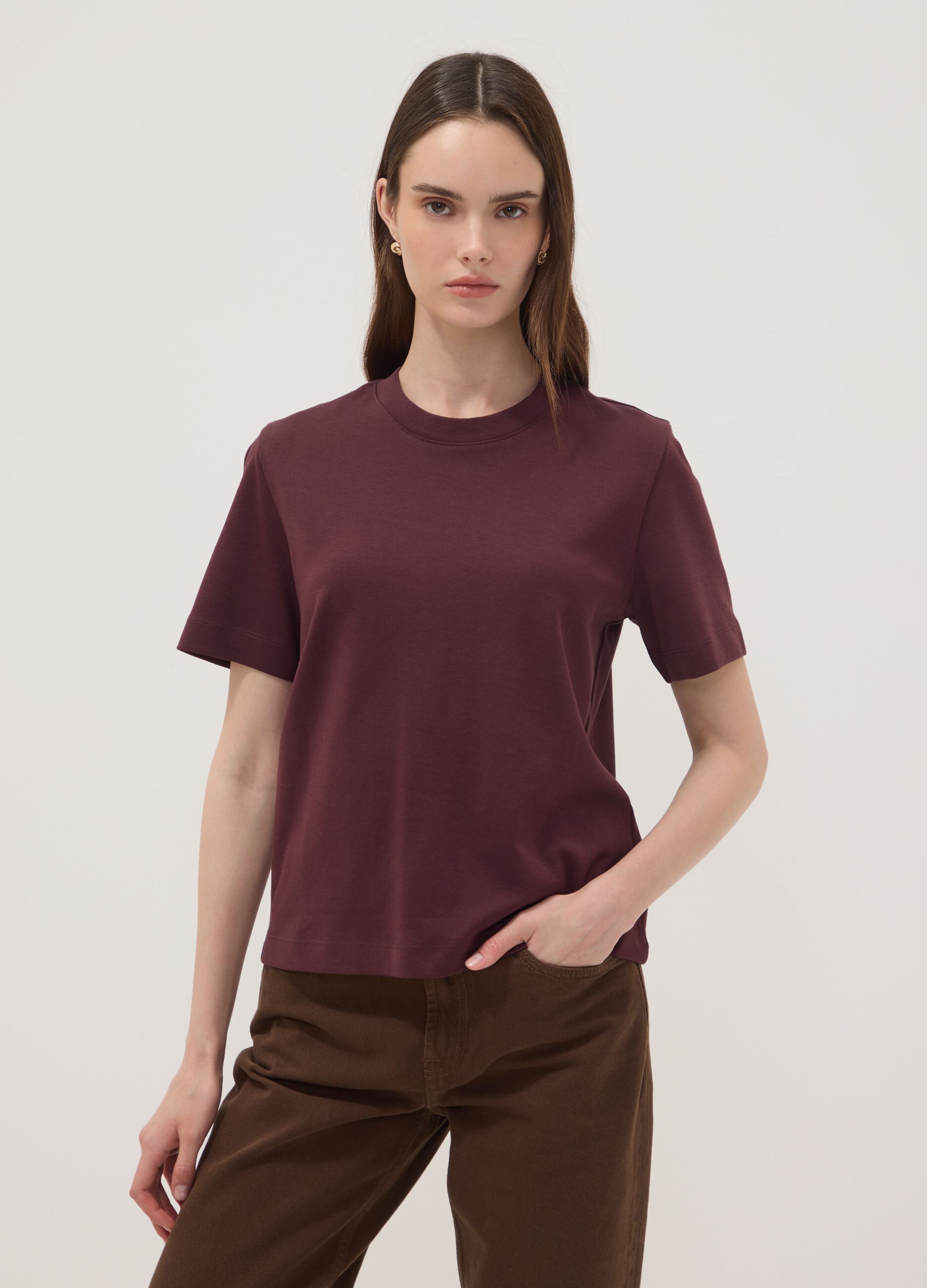 Purple pure cotton relaxed-fit T-shirt