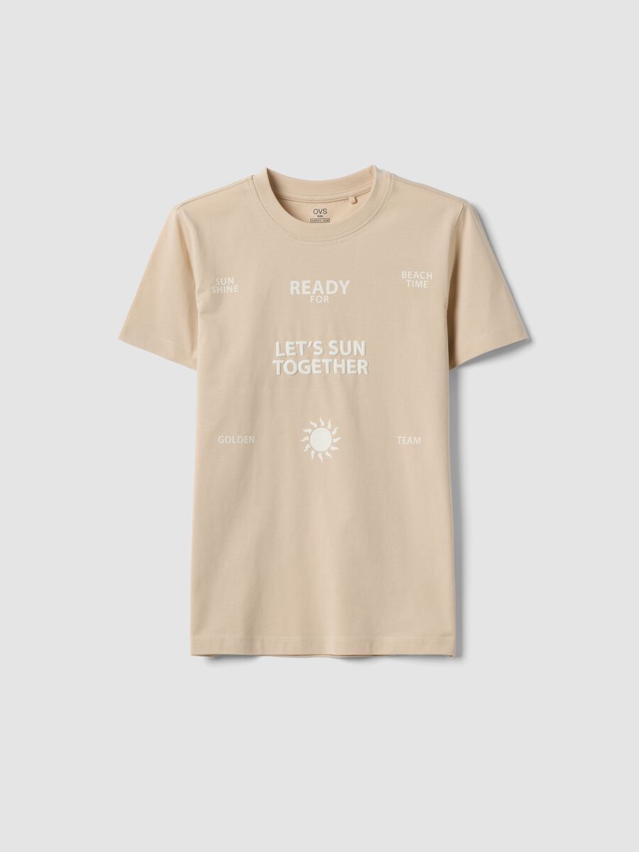 Beige pure cotton regular-fit boys&rsquo; T-shirt with prints_3