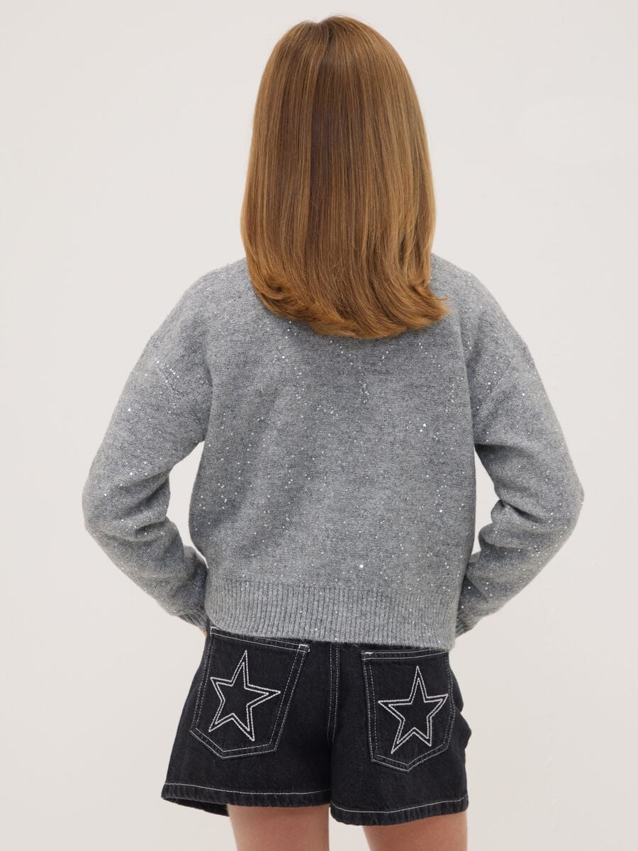 Grey marl stretch jersey top with sequins, regular fit_2