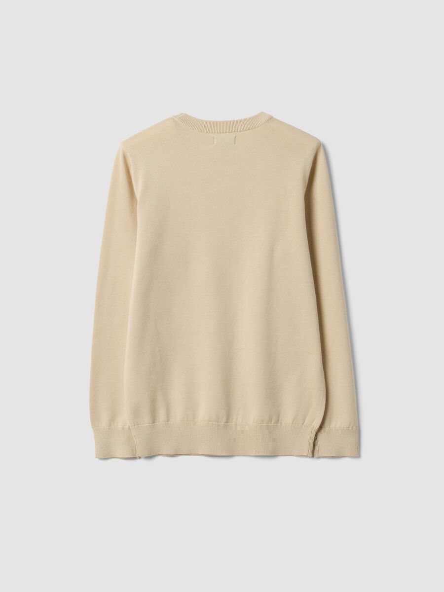 Beige pure cotton long-sleeve regular-fit top for boys_1