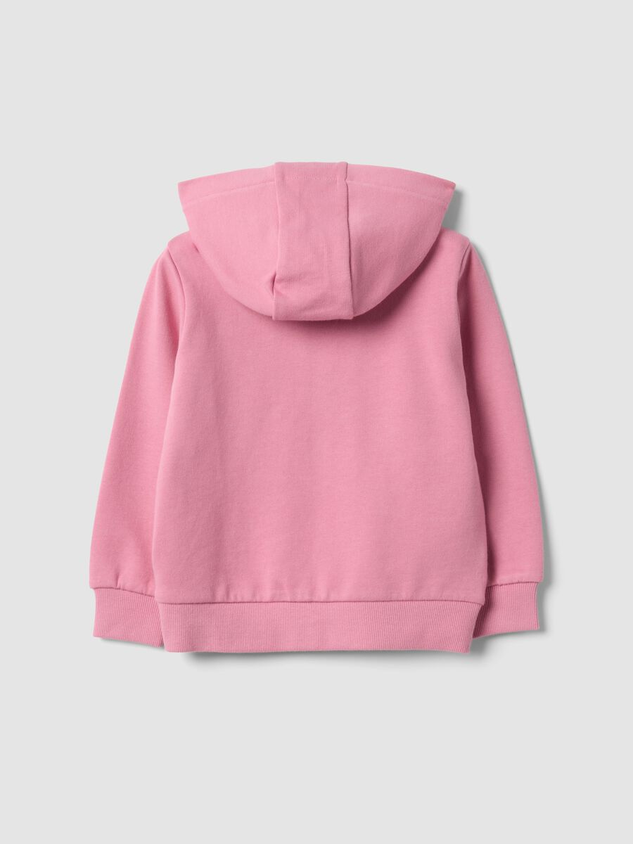 Pink hooded sweatshirt in pure organic cotton with star, regular fit, for baby girl_1