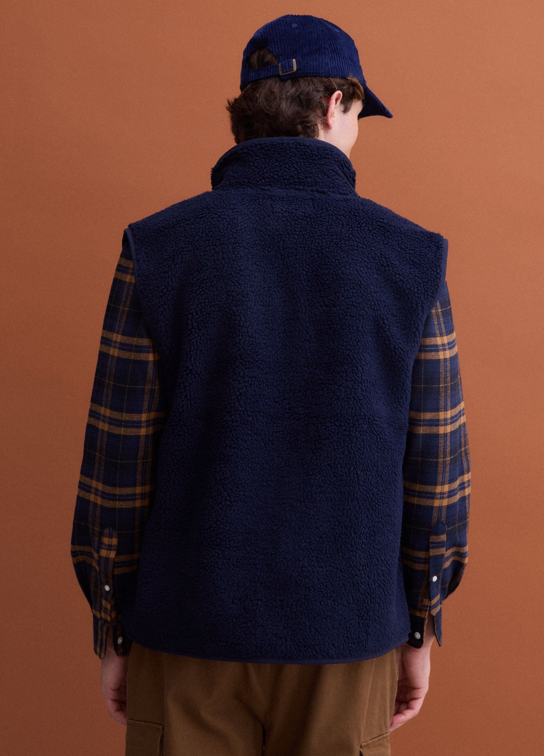 Gilet blu con colletto regular fit