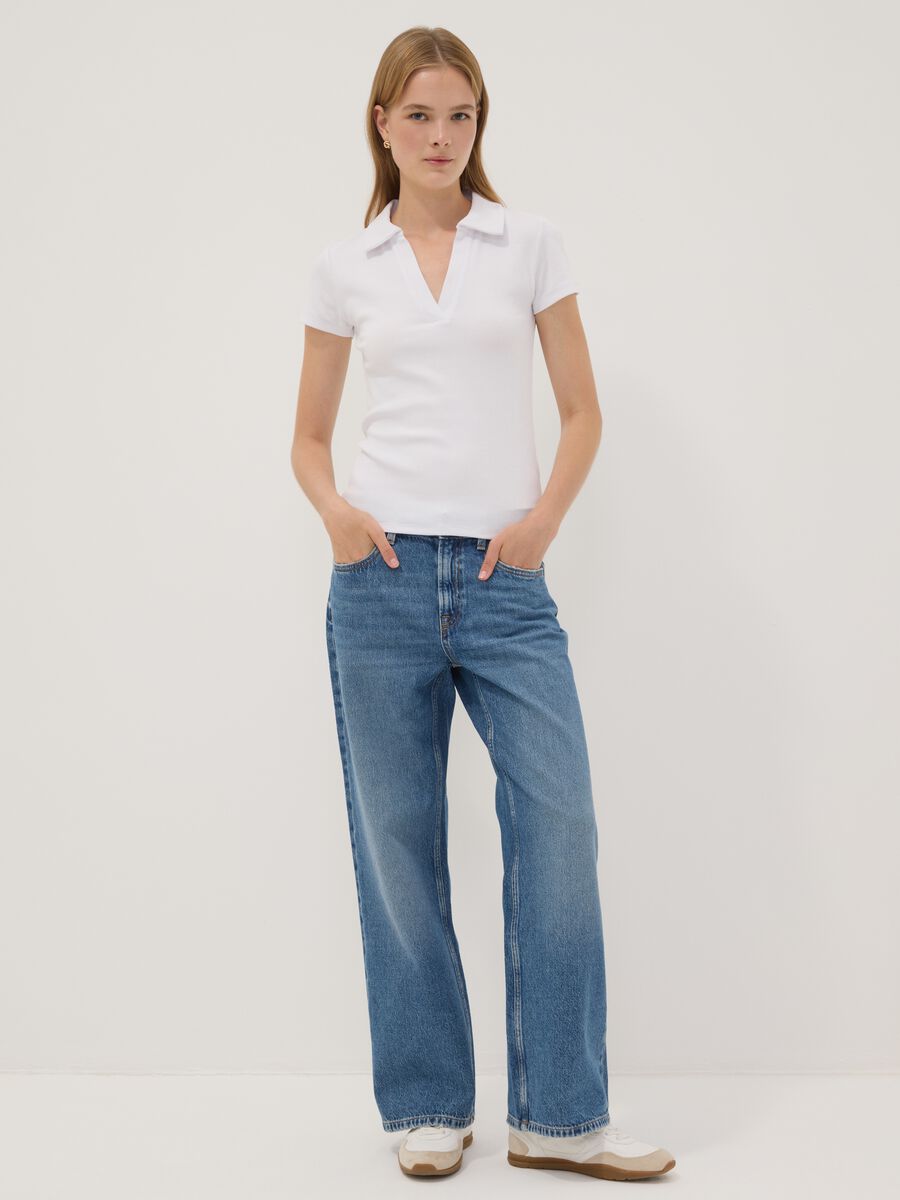 Straight-Fit-Jeans aus reiner Baumwolle in Blau-Denim_0