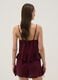 Burgundy viscose-linen blend lace top, regular fit_3