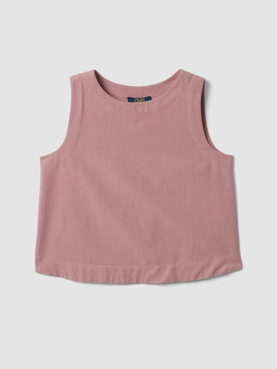 Rosa Top aus Viskose-, Baumwoll- und Leinenmix, Regular Fit_4