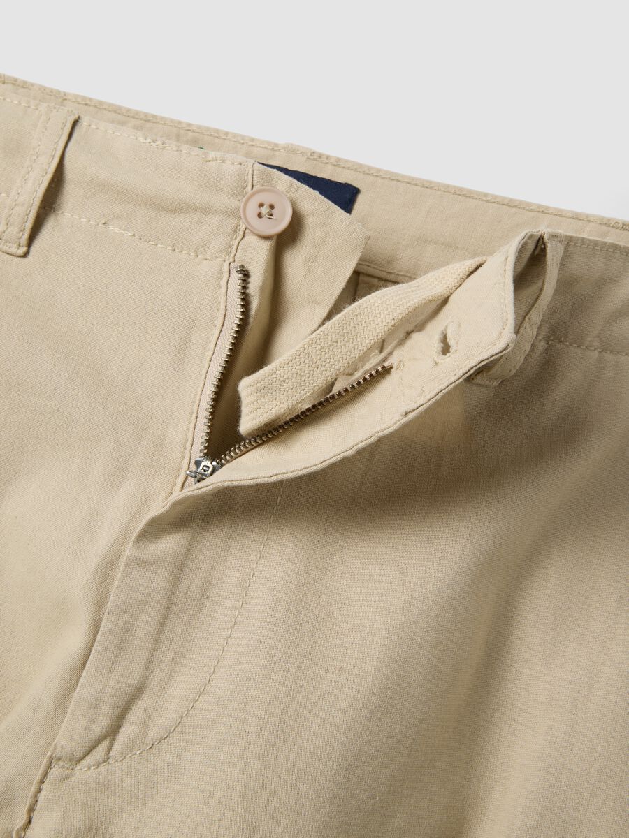 Beige Cargo-Hose in Leinen-Baumwollmix, Regular Fit_1