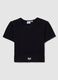 Black stretch fabric regular fit t-shirt with a round neckline_4