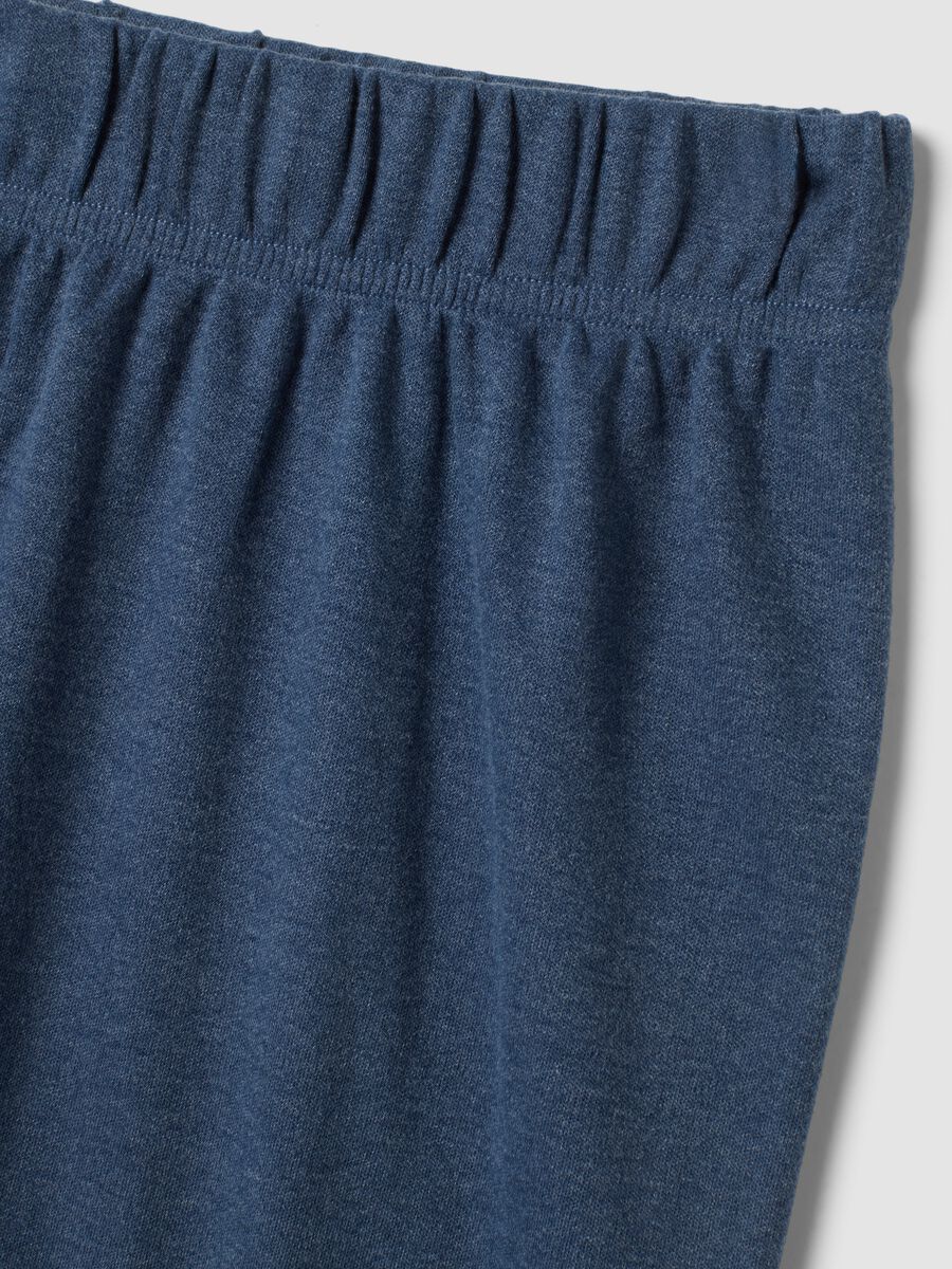Pigiama blu melange in puro cotone organico con girocollo_1