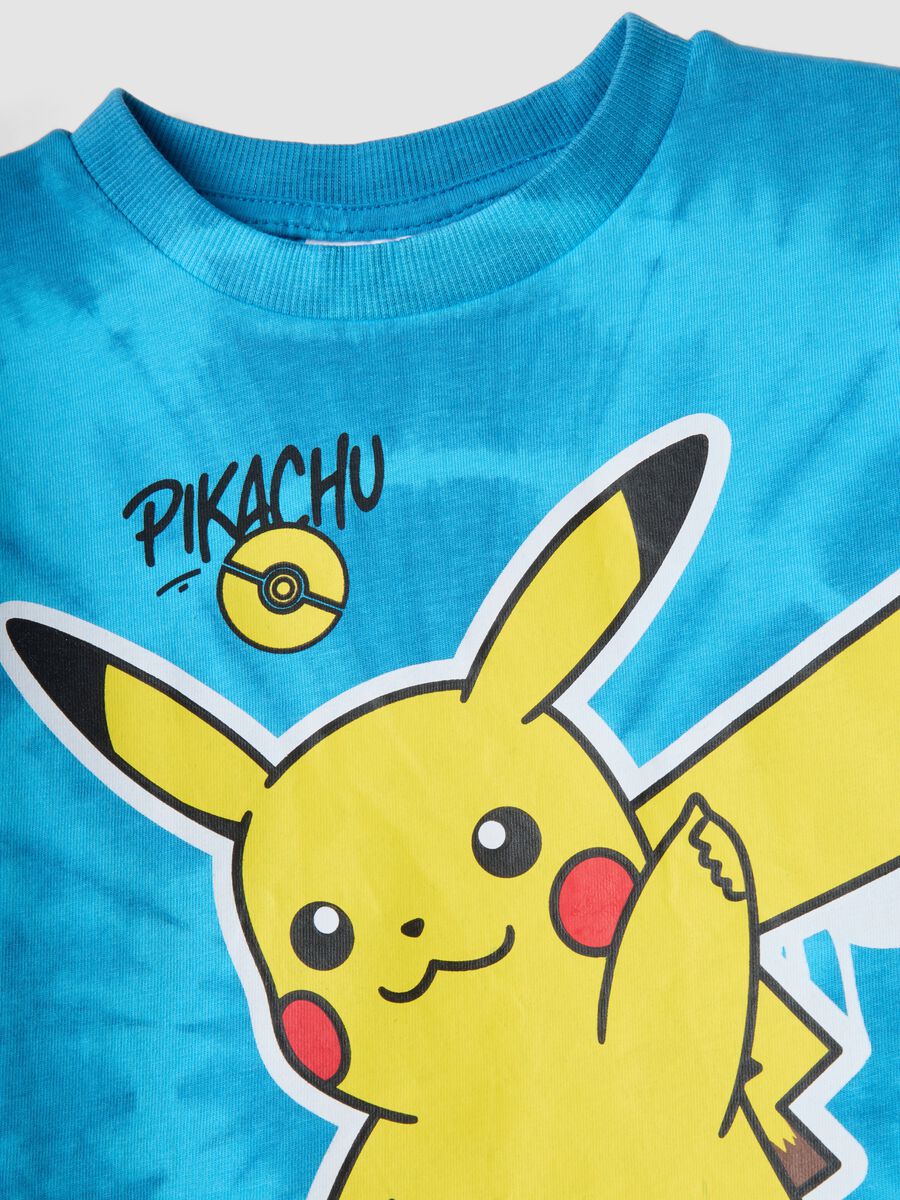 Blue pure cotton regular fit kids' t-shirt with Pikachu_2