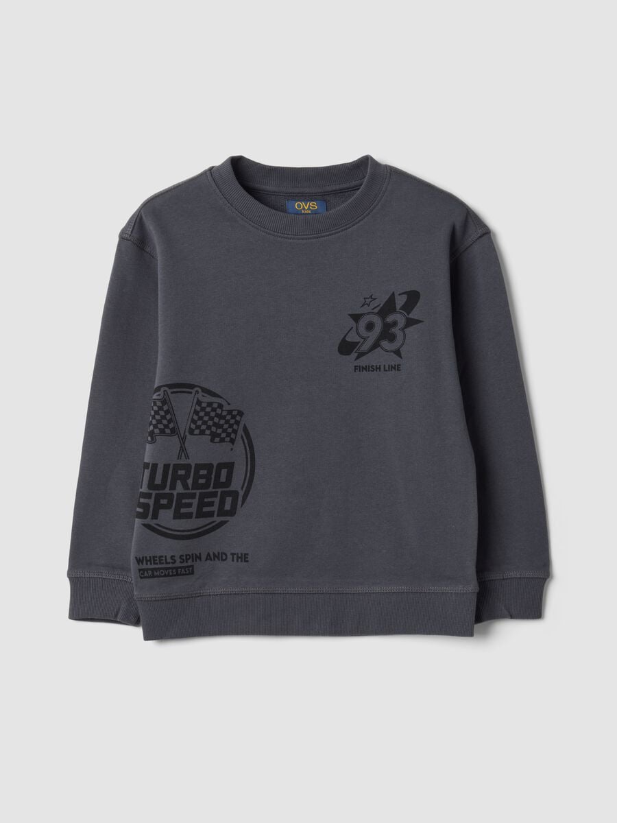 Grey crew-neck sweatshirt in pure organic cotton_0