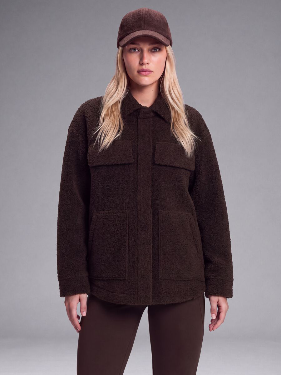 Brown sherpa shacket with buttons, relaxed fit &ndash; ALTAVIA STUDIO_1