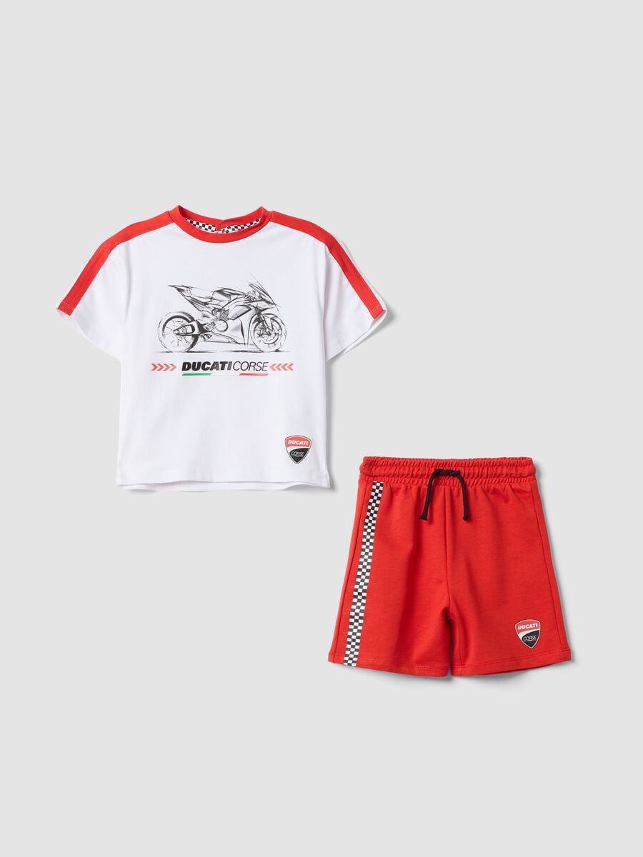 Completo jogging rosso e bianco Ducati in puro cotone per bimbo over fit_0