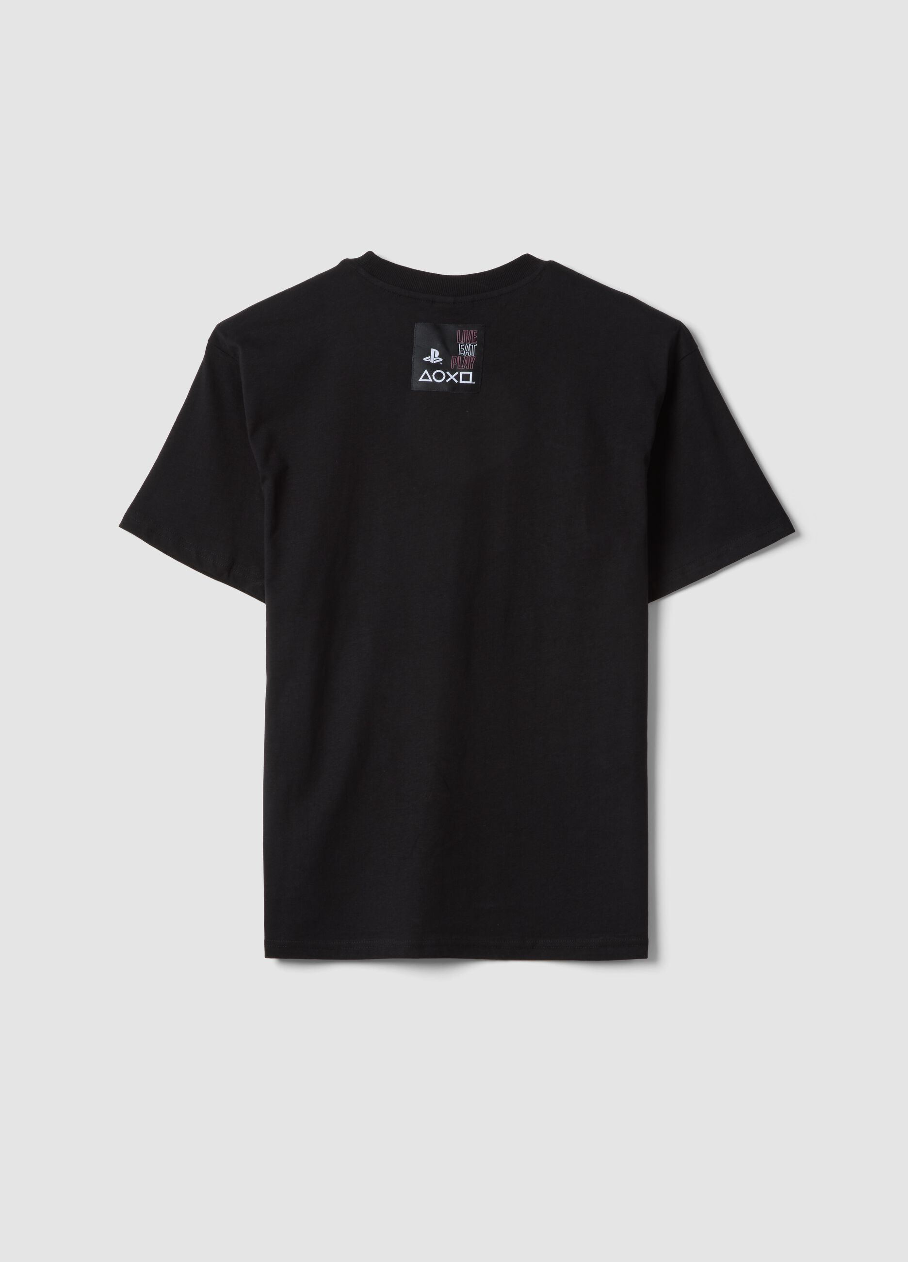Schwarzes Jungen-T-Shirt aus 100 % Baumwolle mit PlayStation-Logo, Relaxed Fit