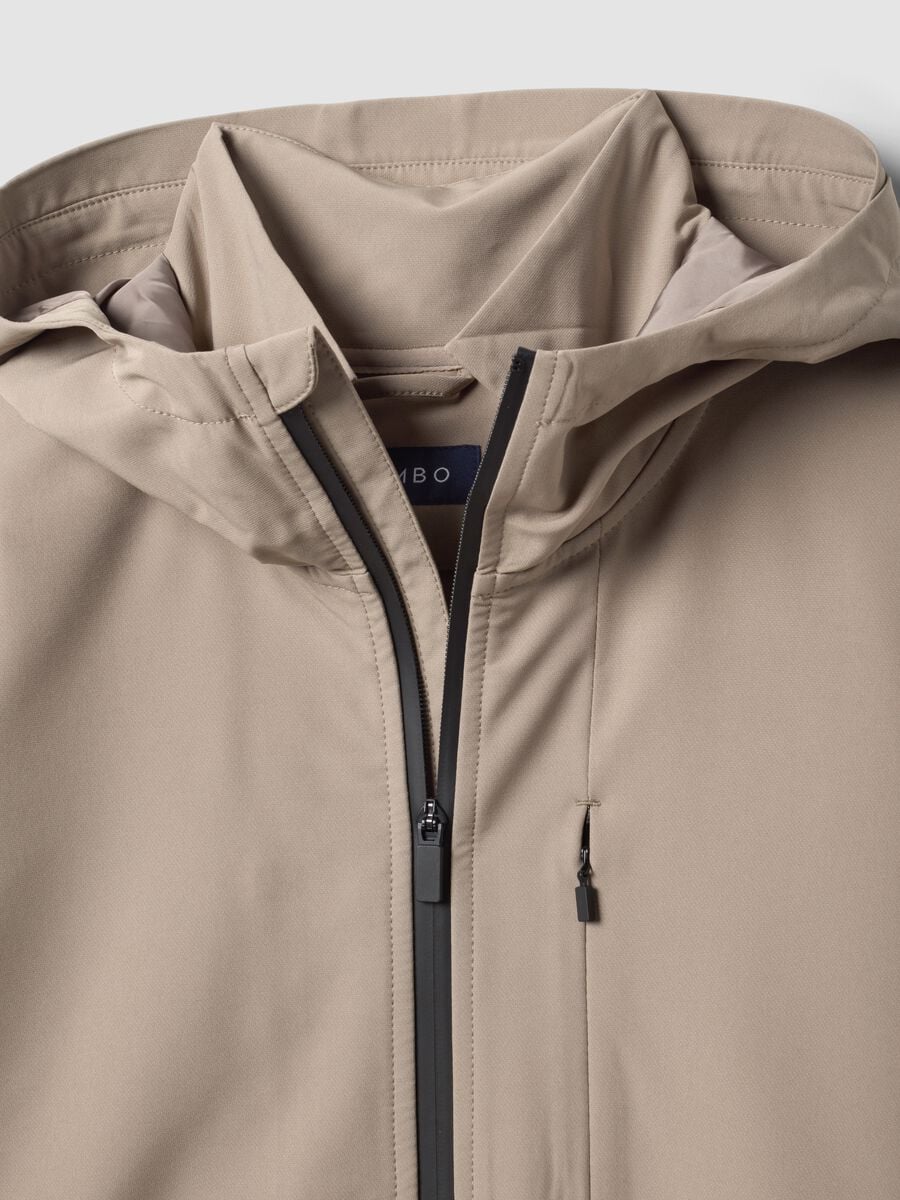 Beige hooded jacket in stretch fabric, regular fit_5