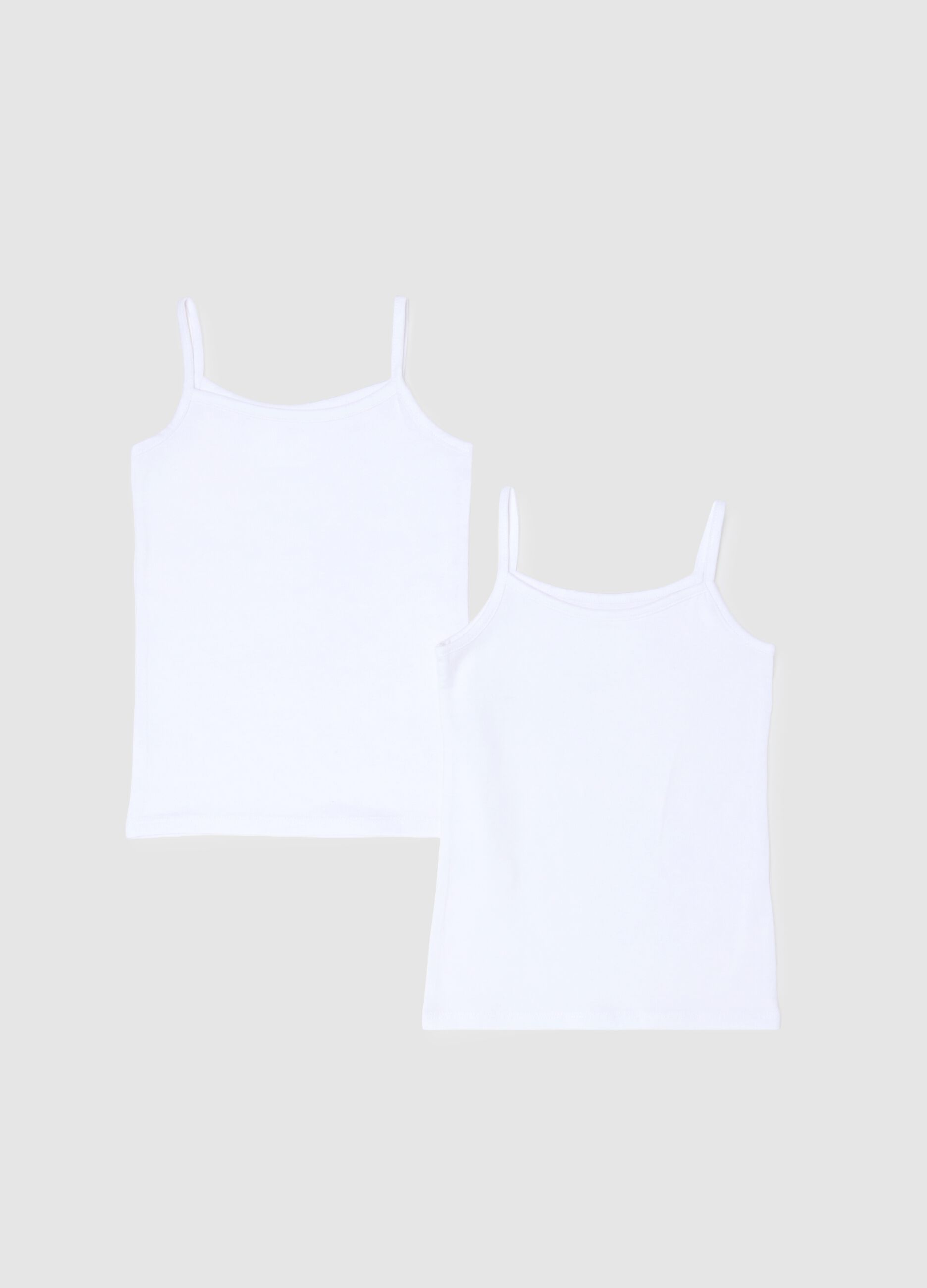 Zweierpack M&auml;dchenunterhemden aus wei&szlig;em Stretch-Baumwollstoff im regular Fit