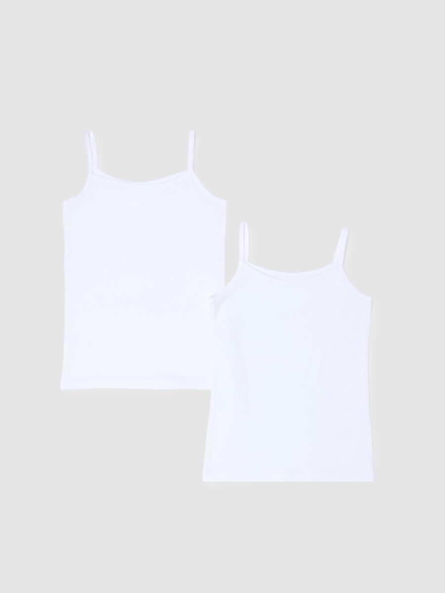 Zweierpack M&auml;dchenunterhemden aus wei&szlig;em Stretch-Baumwollstoff im regular Fit_0
