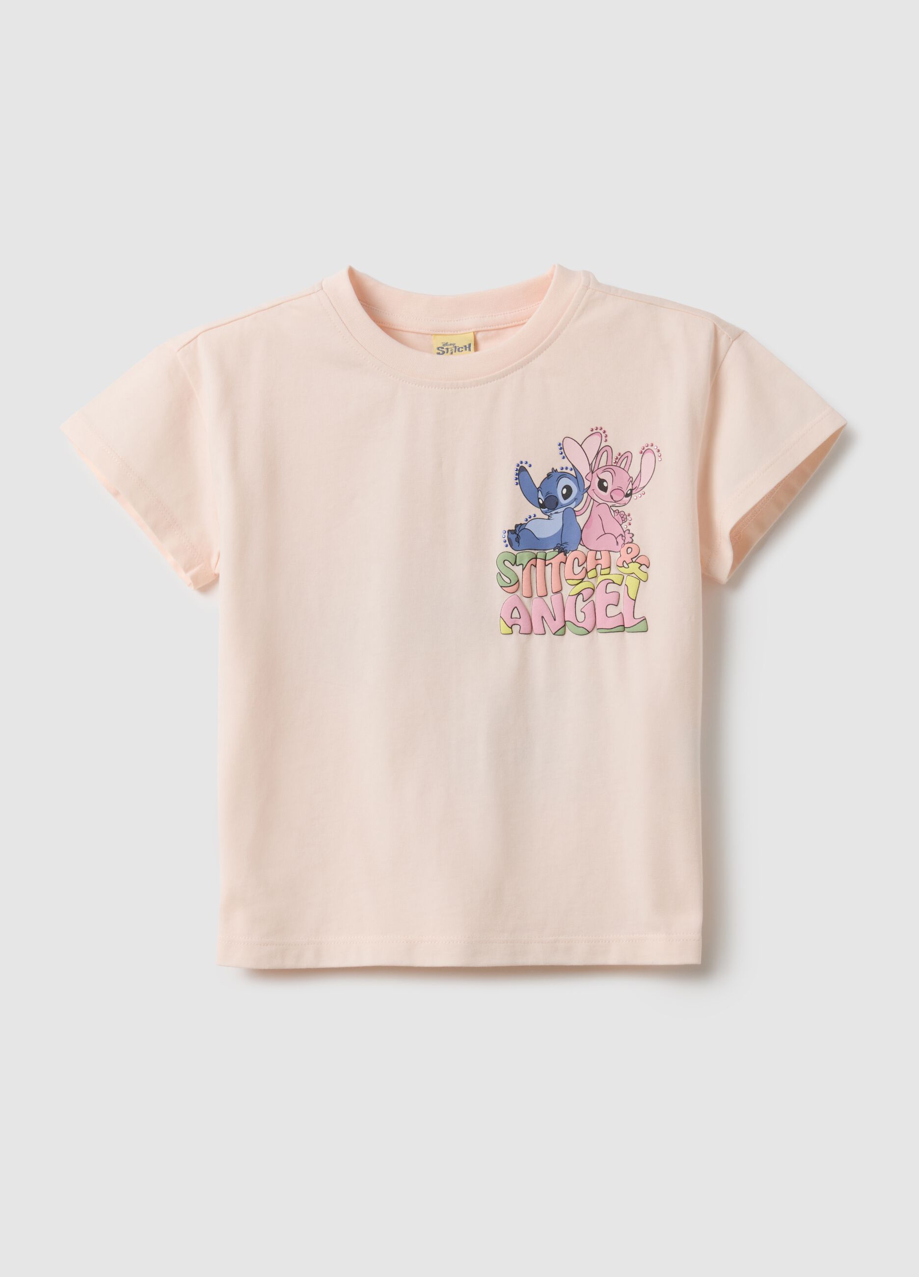 Girl's pink stretch cotton regular fit t-shirt with print