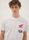 White pure cotton regular fit T-shirt with Honda print_2