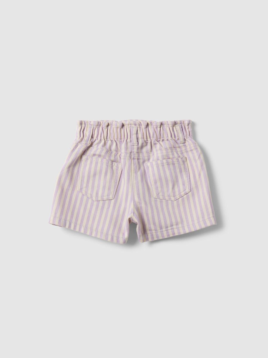 Girl's regular fit multicoloured striped pure cotton shorts_1