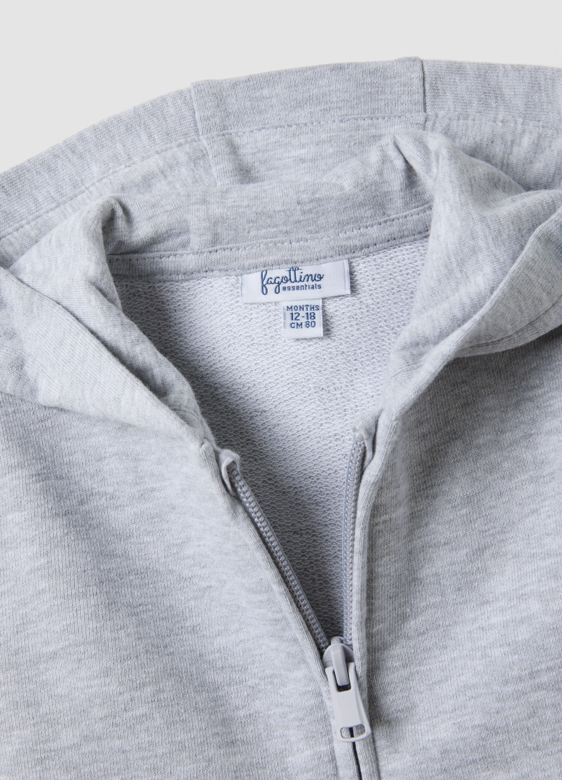 Grey organic cotton hooded sweatshirt, regular fit, for boys