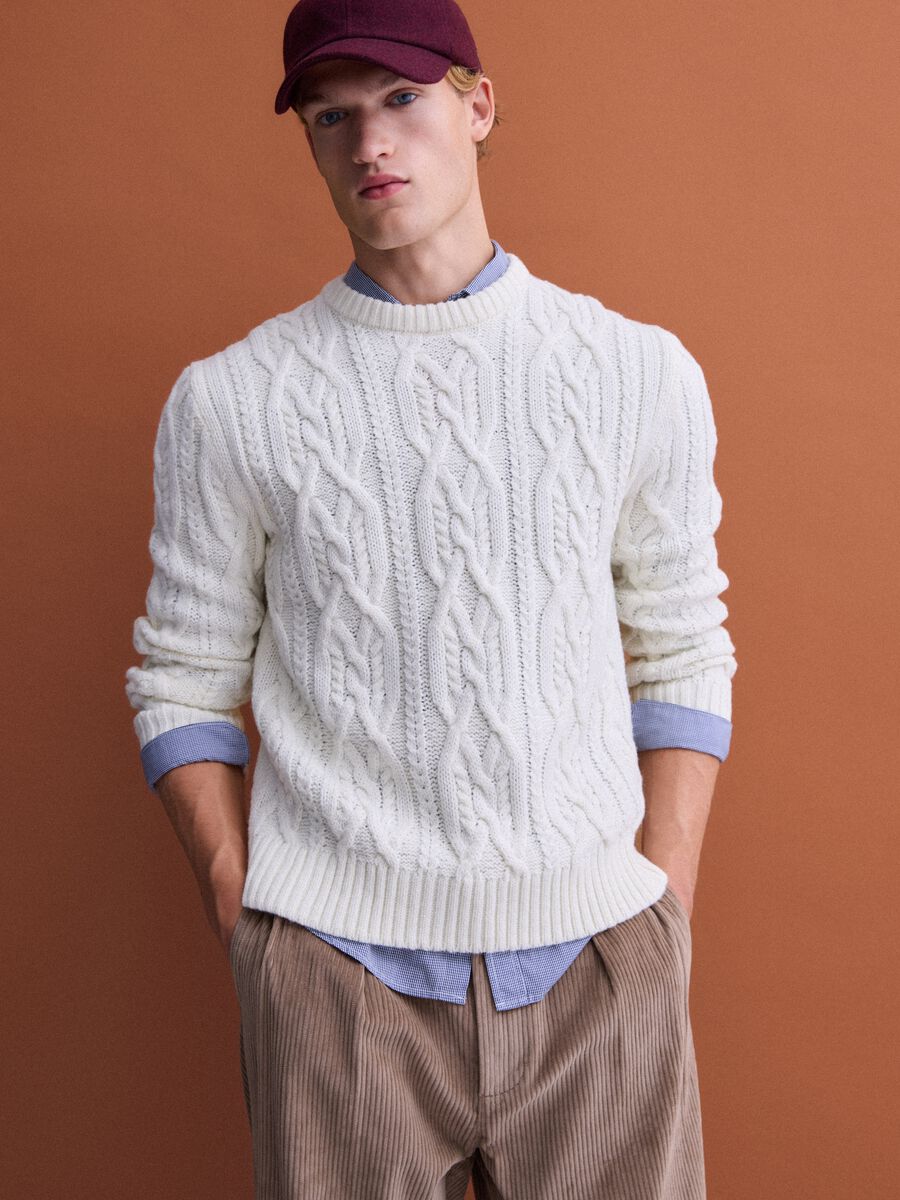 White regular-fit jacquard wool-blend jumper_0