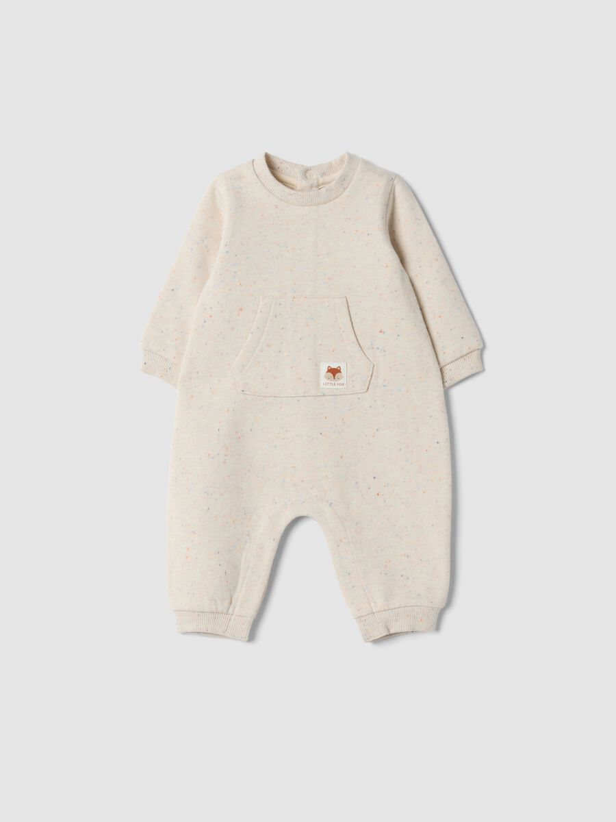 Tutina beige in misto cotone organico con bottoni_0