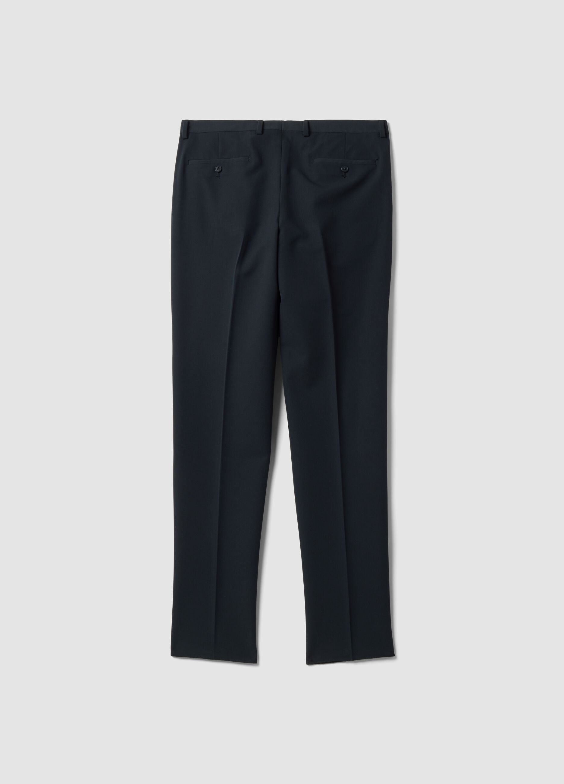 Pantaloni formali blu in twill di viscosa elasticizzata slim fit